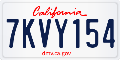 CA license plate 7KVY154