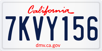 CA license plate 7KVY156