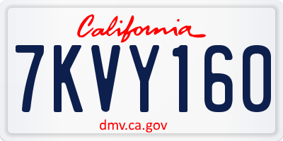CA license plate 7KVY160