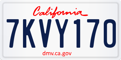 CA license plate 7KVY170