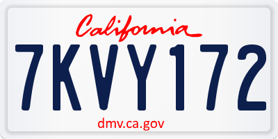 CA license plate 7KVY172