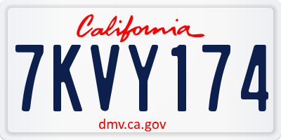 CA license plate 7KVY174