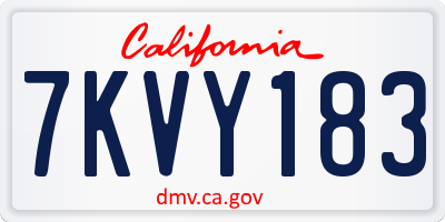 CA license plate 7KVY183