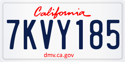 CA license plate 7KVY185