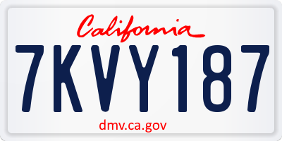 CA license plate 7KVY187