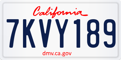 CA license plate 7KVY189