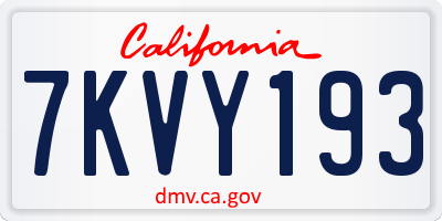 CA license plate 7KVY193