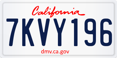CA license plate 7KVY196