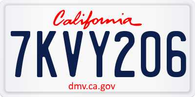 CA license plate 7KVY206