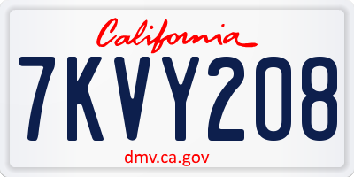 CA license plate 7KVY208