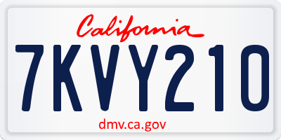 CA license plate 7KVY210