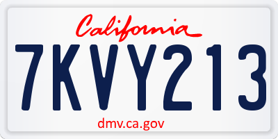 CA license plate 7KVY213