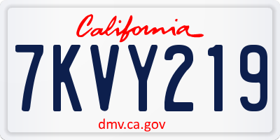 CA license plate 7KVY219