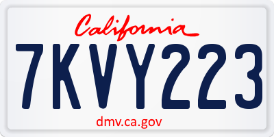 CA license plate 7KVY223