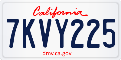 CA license plate 7KVY225