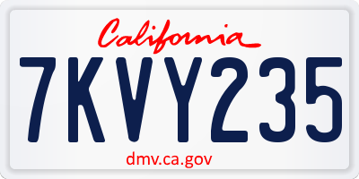 CA license plate 7KVY235