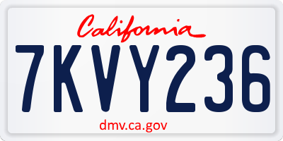 CA license plate 7KVY236