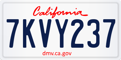 CA license plate 7KVY237