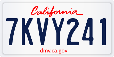 CA license plate 7KVY241