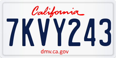 CA license plate 7KVY243