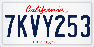 CA license plate 7KVY253