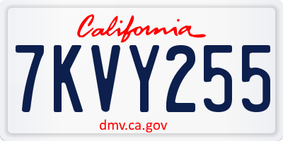 CA license plate 7KVY255