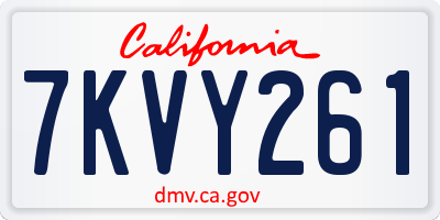 CA license plate 7KVY261