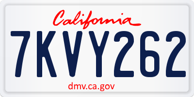 CA license plate 7KVY262