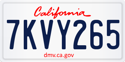 CA license plate 7KVY265