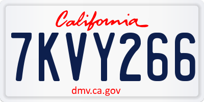 CA license plate 7KVY266