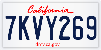 CA license plate 7KVY269