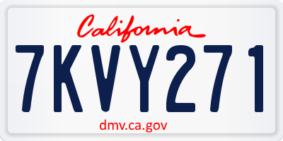 CA license plate 7KVY271