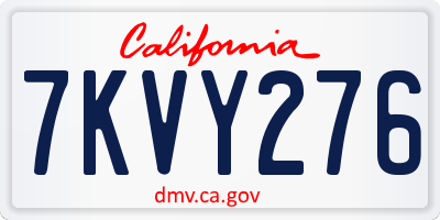 CA license plate 7KVY276