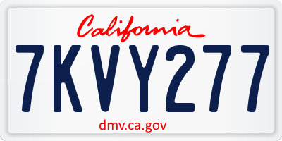 CA license plate 7KVY277