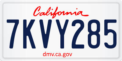 CA license plate 7KVY285