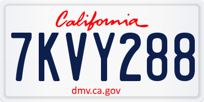 CA license plate 7KVY288