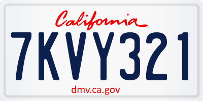 CA license plate 7KVY321