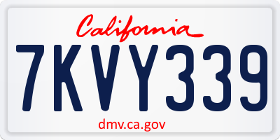 CA license plate 7KVY339