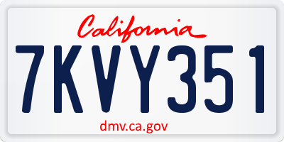 CA license plate 7KVY351
