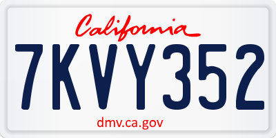 CA license plate 7KVY352