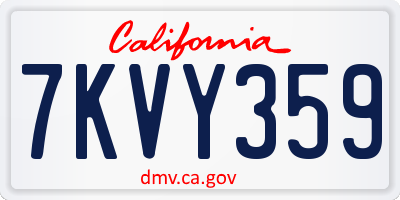 CA license plate 7KVY359
