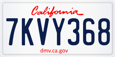 CA license plate 7KVY368
