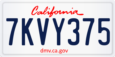 CA license plate 7KVY375