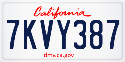 CA license plate 7KVY387
