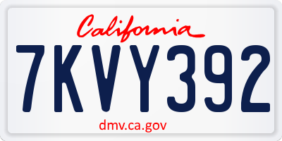 CA license plate 7KVY392