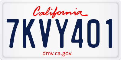 CA license plate 7KVY401