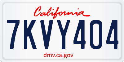 CA license plate 7KVY404