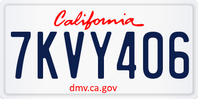 CA license plate 7KVY406