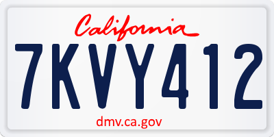 CA license plate 7KVY412