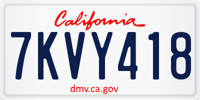 CA license plate 7KVY418